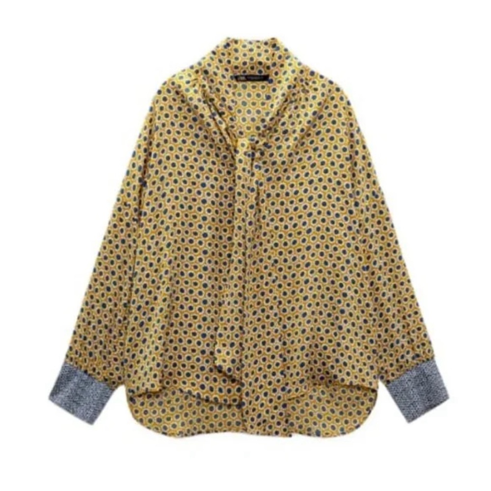 Zara oversized printed satin shirt